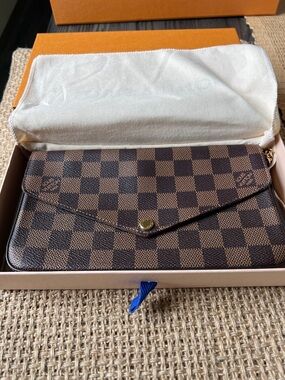 Louis Vuitton Brown Damier Ebene Envelope Crossbody with Gold Chain